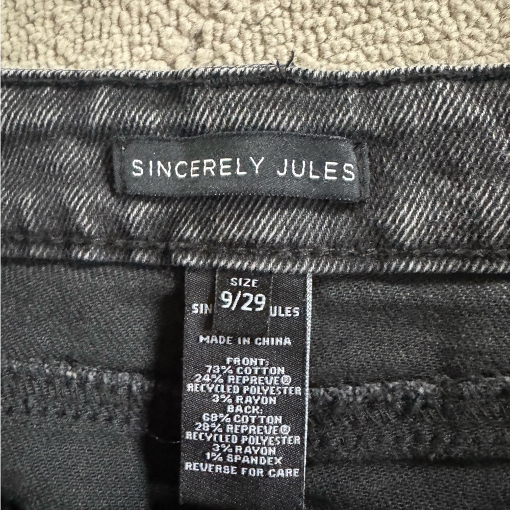 Sincerely Jules denim midi skirt jean Utility cargo pockets Washed Black slit 29 - Picture 2 of 7
